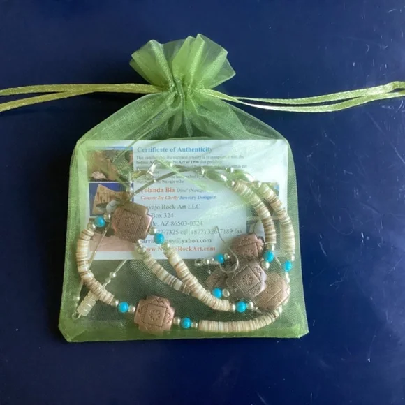 Navajo necklace bracelet earring set handmade - Yolanda Bio Certificate include
